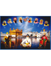 Baba Deep Singh Ji With Sikh Gurus  - SSW1140