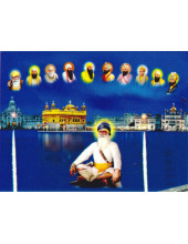 Baba Deep Singh Ji With Sikh Gurus  - SSW1146