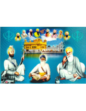 Baba Deep Singh Ji With Sikh Gurus  - SSW1150