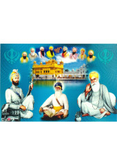 Baba Deep Singh Ji With Sikh Gurus  - SSW1150
