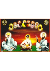 Baba Deep Singh Ji With Sikh Gurus  - SSW1153