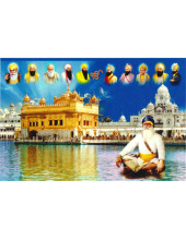 Baba Deep Singh Ji With Sikh Gurus  - SSW1159