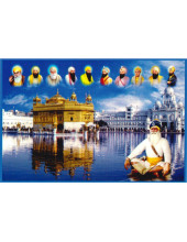 Baba Deep Singh Ji With Sikh Gurus  - SSW1161