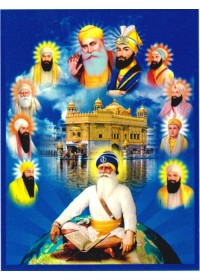 Baba Deep Singh Ji With Sikh Gurus  - SSW1277