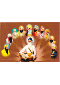 Baba Deep Singh Ji With Sikh Gurus  - SSW977