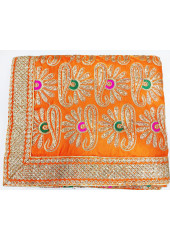 ME_1003 -  Orange Rumala Sahib With Elegant Threadwork,  Magnificient Embroidery and Enchanting Borders