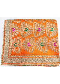 ME_1003 -  Orange Rumala Sahib With Elegant Threadwork,  Magnificient Embroidery and Enchanting Borders