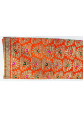 ME_1003 -  Orange Rumala Sahib With Elegant Threadwork,  Magnificient Embroidery and Enchanting Borders