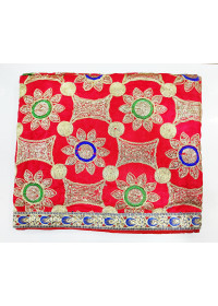 ME_1001 -  Red Rumala Sahib With Elegant Threadwork,  Magnificient Embroidery and Enchanting Borders