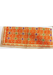 ME_1020 -  Orange Rumala Sahib With Elegant Threadwork,  Magnificient Embroidery and Enchanting Borders