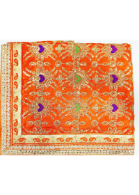 ME_1020 -  Orange Rumala Sahib With Elegant Threadwork,  Magnificient Embroidery and Enchanting Borders