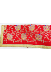 ME_1007 -  Red Rumala Sahib With Elegant Threadwork,  Magnificient Embroidery and Enchanting Borders