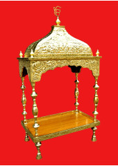 Brass Palki Sahib Super Deluxe With Tall Roof - Large Size - For Guru Granth Sahib Ji