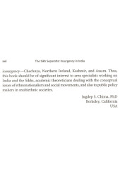 The Sikh Separatist Insurgency In India - Book By Jugdeep Singh Chima 