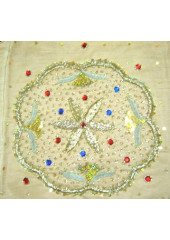 Rumala Sahib -  Creamish Brown Silk Rumala Sahib - Embroidered Corners - HE_1009