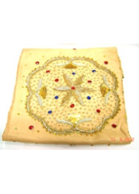 Rumala Sahib -  Creamish Brown Silk Rumala Sahib - Embroidered Corners - HE_1009