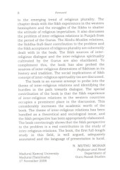 Interfaith Relations - A Sikh Prespective - Book By Gurnam Singh Sanghera 