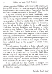 Sikhism and Major World Religions  - Book By Surindar Singh Kohli 