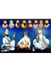 Baba Deep Singh Ji With Sikh Gurus  - SSW1069