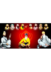 Baba Deep Singh Ji With Sikh Gurus  - SSW1092