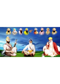 Baba Deep Singh Ji With Sikh Gurus  - SSW1093