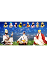 Baba Deep Singh Ji With Sikh Gurus  - SSW1094