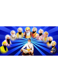 Baba Deep Singh Ji With Sikh Gurus  - SSW1099