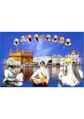 Baba Deep Singh Ji With Sikh Gurus  - SSW1136