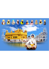 Baba Deep Singh Ji With Sikh Gurus  - SSW1138
