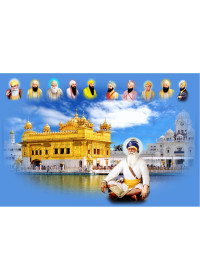 Baba Deep Singh Ji With Sikh Gurus  - SSW1138