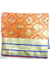 ME_1018 -  Orange Rumala Sahib With Elegant Threadwork,  Magnificient Embroidery and Enchanting Borders
