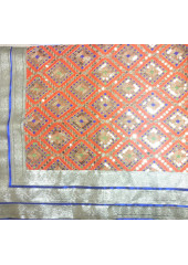 ME_1018 -  Orange Rumala Sahib With Elegant Threadwork,  Magnificient Embroidery and Enchanting Borders