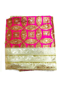 ME_1039 -  Magenta Rumala Sahib With Sippi Embroidery and Enchanting Triple Borders
