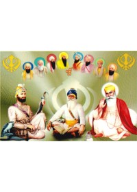 Baba Deep Singh Ji With Sikh Gurus  - SSW1002