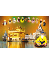 Baba Deep Singh Ji With Sikh Gurus  - SSW1009
