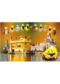 Baba Deep Singh Ji With Sikh Gurus  - SSW1009