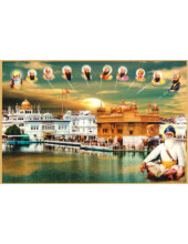 Baba Deep Singh Ji With Sikh Gurus  - SSW1012