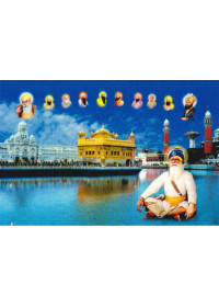 Baba Deep Singh Ji With Sikh Gurus  - SSW1022