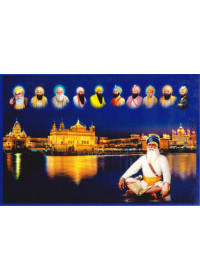 Baba Deep Singh Ji With Sikh Gurus  - SSW1025