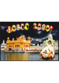 Baba Deep Singh Ji With Sikh Gurus  - SSW1036