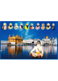 Baba Deep Singh Ji With Sikh Gurus  - SSW1050