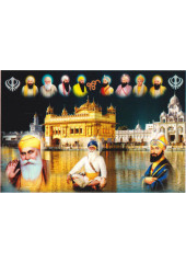 Baba Deep Singh Ji With Sikh Gurus  - SSW1052