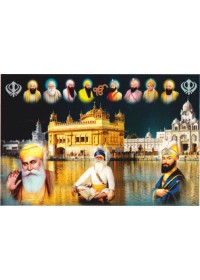 Baba Deep Singh Ji With Sikh Gurus  - SSW1052