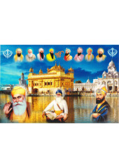 Baba Deep Singh Ji With Sikh Gurus  - SSW1053