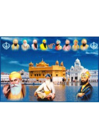 Baba Deep Singh Ji With Sikh Gurus  - SSW1054