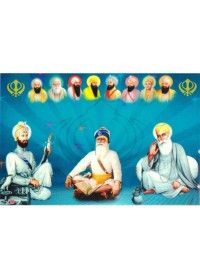 Baba Deep Singh Ji With Sikh Gurus  - SSW1065