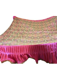 CH_1001 -  Pink Chandoa  Sahib -  6 Feet by 6 Feet  &  Rumala Sahib Set With Elegant Threadwork,  Magnificient Embroidery and Enchanting Borders