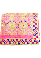 CH_1001 -  Pink Chandoa  Sahib -  6 Feet by 6 Feet  &  Rumala Sahib Set With Elegant Threadwork,  Magnificient Embroidery and Enchanting Borders