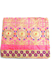 CH_1001 -  Pink Chandoa  Sahib -  6 Feet by 6 Feet  &  Rumala Sahib Set With Elegant Threadwork,  Magnificient Embroidery and Enchanting Borders