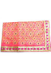 CH_1003 -  Pink Chandoa  Sahib -  5 Feet by 5 Feet  &  Rumala Sahib Set With Elegant Threadwork,  Magnificient Embroidery and Enchanting Borders